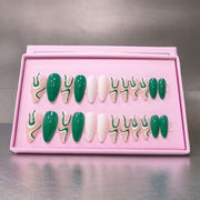 24 Pcs O.TWO.O Green Matte Nails Set with Nail Accessories – Stylish Press-On Kit