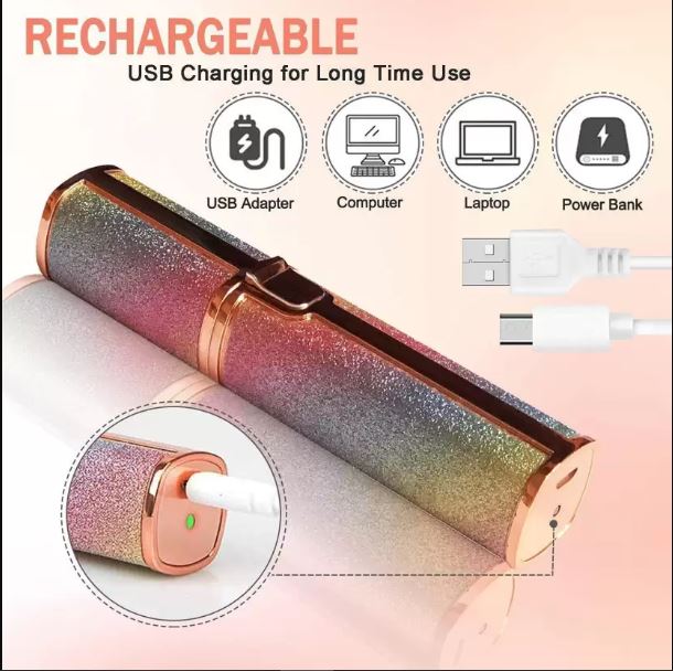 Rechargeable Hair Remover, Facial Hair Removal Electric Trimmer - High Quality Pocket Sized Facial Hair Removal Machine, Epilator For Upper Lips, Lipstick Shape Razor, Eyebrow Shaver, Hair Trimmer For Women - Smooth Skin Hair Remover