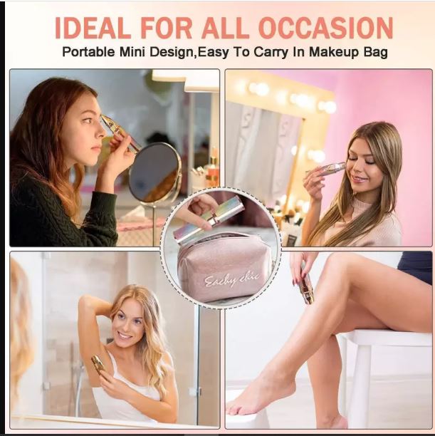 Rechargeable Hair Remover, Facial Hair Removal Electric Trimmer - High Quality Pocket Sized Facial Hair Removal Machine, Epilator For Upper Lips, Lipstick Shape Razor, Eyebrow Shaver, Hair Trimmer For Women - Smooth Skin Hair Remover
