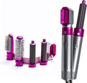 5 in 1 Hair Dryer Brush – Electric Blow Dryer, Straightener & Curling Wand Kit with Detachable Brushes (Random Color)