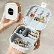Travel Jewelry Organizer | Portable Storage Box with Mirror – Compact Ring, Earring & Necklace Case