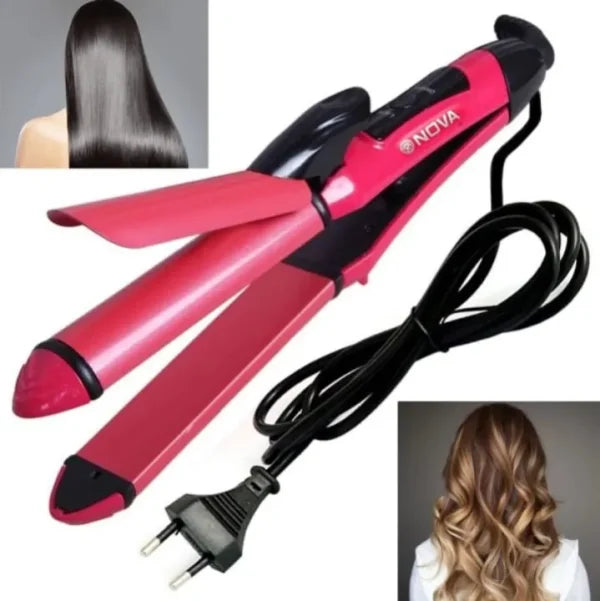 Nova 2-in-1 Hair Straightener & Curler – NH-2009 | Quick Heat Ceramic Styling Tool