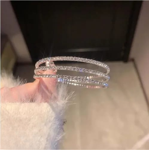 3-in-1 Elegant Zircon Bangle Set for Women – Silver & Gold Plated Bangles with Sparkling Zircon Stones | Stylish Jewelry QPT-996